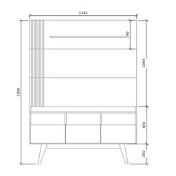 Rack Painel Estante 1,34m para TV 50'' Vitrola Home01 Estilare Branco - 2