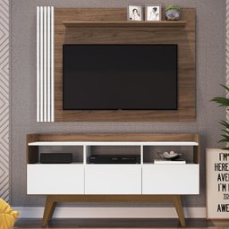 Rack Painel Estante 1,34m para TV 50'' Vitrola Home01 Estilare Branco - 1