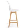 Kit 2 Banqueta Alta Leda Base Madeira com Encosto - Branco - 4
