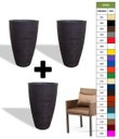 Ver imagem 1 de Kit 3 Vaso Planta 80x50 Oval Moderno Polietileno BGPLASTICOS PRETO 002