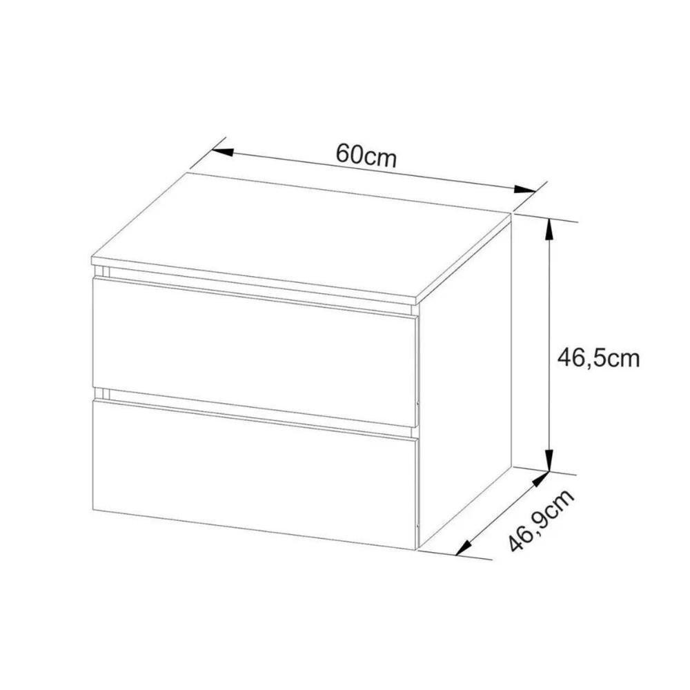 Conjunto de Banheiro Balcão Suspenso Bn3607 C/ Cuba Pia Bn3600 60cm Cor Mármore Lunar - Tecno - 4