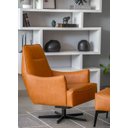 Ver imagem 3 de Poltrona e Puff Mooca - Couro Caramelo