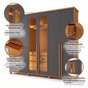 Ver imagem 4 de Guarda-Roupa Casal Reflecta 6 Portas 4 Gavetas com LED Cinza Cinamomo Grafite Bélgica