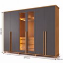 Ver imagem 3 de Guarda-Roupa Casal Reflecta 6 Portas 4 Gavetas com LED Cinza Cinamomo Grafite Bélgica