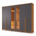 Ver imagem 2 de Guarda-Roupa Casal Reflecta 6 Portas 4 Gavetas com LED Cinza Cinamomo Grafite Bélgica