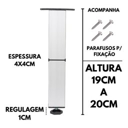 Kit 4 Pé Alumínio 19cm Fosco Cozinha Móveis 40x40 Regulável - 2