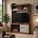 Ver imagem 1 de Estante para TV até 50 Polegadas 1 Porta 2 Prateleiras 270cm Marrom/Off White - Decibal
