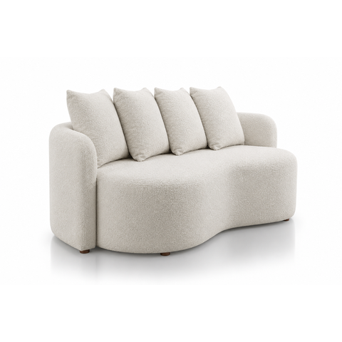 Sofá Orgânico Monza - Design Curvo e Conforto Sofisticado:Boucle Cru