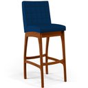Ver imagem 3 de Kit 06 Banquetas Altas Para Cozinha Sala de Jantar Fixa Mila B04 Suede Azul Marinho - Lyam Decor