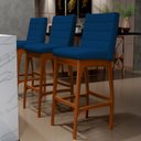 Ver imagem 2 de Kit 06 Banquetas Altas Para Cozinha Sala de Jantar Fixa Mila B04 Suede Azul Marinho - Lyam Decor