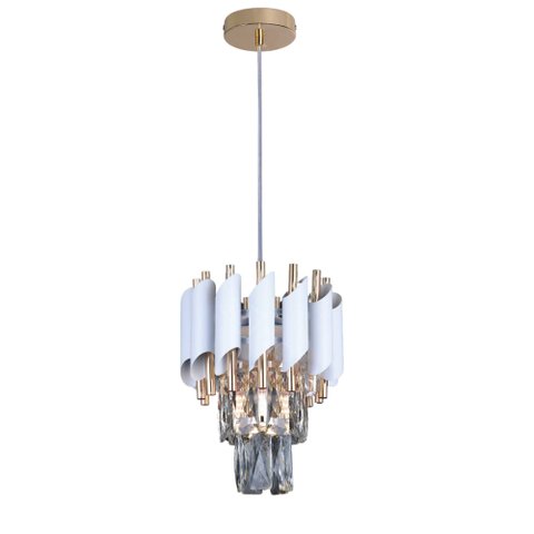 Lustre Cristal Metal Branco e Dourado 1e14