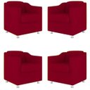 Ver imagem 1 de Kit 4 Poltronas Decorativa Reforçada Recepção Clinica Salão Suede Vermelho