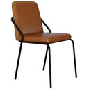 Ver imagem 1 de Cadeira Estofada para Sala de Jantar Loft Preto C01 Courino Caramelo - Lyam Decor