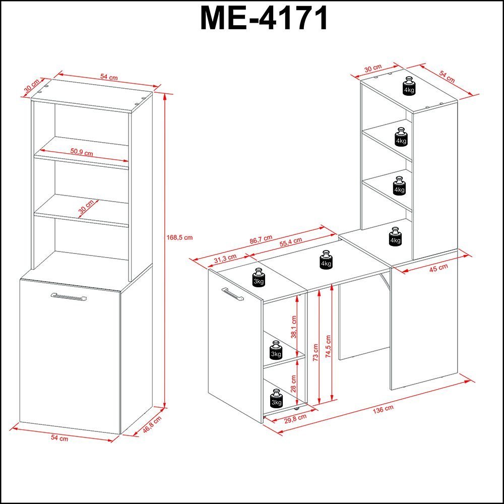 Armário Mesa Dobrável Multiuso Tecnomobili Branco ME4171.0003 - 10