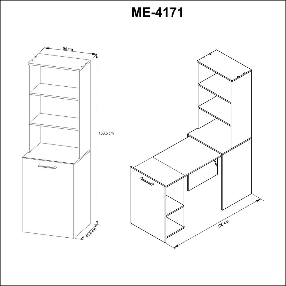 Armário Mesa Dobrável Multiuso Tecnomobili Branco ME4171.0003 - 11