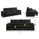 Ver imagem 2 de Sofá Retrátil e Reclinável 3 Lugares 2,10m com Molas Milão Suede Preto Mirra Decor