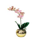 Ver imagem 1 de Arranjo No Vaso Dourado Flores Artificiais Orquídeas P/Sala