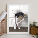 Ver imagem 2 de Quadro Divertido para Banheiro - Avestruz 24x18cm - com Vidro:madeira Preta
