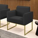 Ver imagem 2 de Poltrona Base Industrial Dourado Marisa Corino Preto D03 - D'Rossi