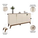 Ver imagem 3 de Buffet Aparador 160cm 4 Portas Cannes Off Whhite/Amendoa Z30 - Mpozenato