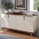 Ver imagem 1 de Buffet Aparador 160cm 4 Portas Cannes Off Whhite/Amendoa Z30 - Mpozenato