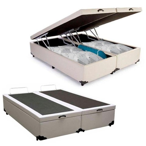 Cama Box Baú King Bipartido Branco