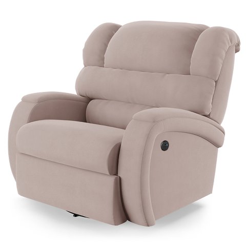 Poltrona do Papai Reclinável Napoli Glider Giratória Usb Veludo Rosê Fh1 - D'Rossi