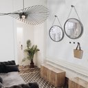 Ver imagem 3 de Espelho Decorativo Adnet Preto Alça Corrente Cromada 50 cm Redondo 50 cm