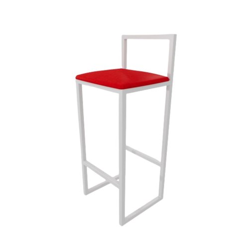 Banqueta Alta Balcão Bistrô Industrial Branca Assento Estofado  