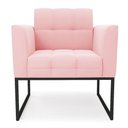 Ver imagem 6 de Poltrona Elisa Suede Rosa Bebê Base Metálica Industrial Preto - D'Rossi