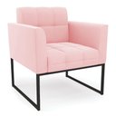 Ver imagem 1 de Poltrona Elisa Suede Rosa Bebê Base Metálica Industrial Preto - D'Rossi