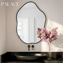 Ver imagem 3 de Espelho Decorativo Palace 60x40cm Orgânico Couro Ecológico Sala Banheiro Moderno Parede:Preto