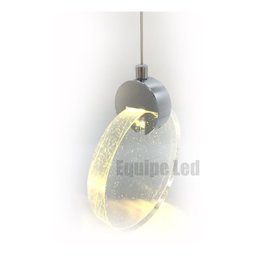 Pendente Redondo Cristal Bolhas Luminária Moeda Bolachao Led 7w 3500k Cabeceira Lavabo Balcão Equipe - 2
