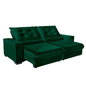 Sofá Retrátil e Reclinável 2,10m Molas Ensacadas Pillow Top Suede Cancún Verde