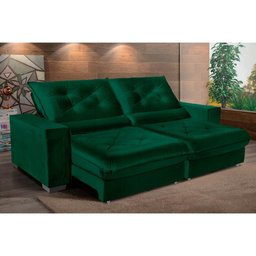 Sofá Retrátil e Reclinável 2,10m Molas Ensacadas Pillow Top Suede Cancún Verde - 2