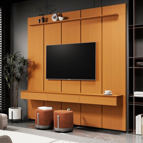 Painel para TV até 75 Polegadas 100% MDF 225CMX216CM 3 Gavetas Estone 2.25