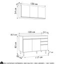 Ver imagem 4 de Armário de Cozinha Aéreo Virgínia e Balcão com Tampo 120cm Michigan Cinza Claro/castanho - Lumil Lum