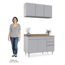 Ver imagem 5 de Armário de Cozinha Aéreo Virgínia e Balcão com Tampo 120cm Michigan Cinza Claro/castanho - Lumil Lum