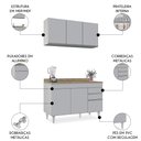 Ver imagem 3 de Armário de Cozinha Aéreo Virgínia e Balcão com Tampo 120cm Michigan Cinza Claro/castanho - Lumil Lum