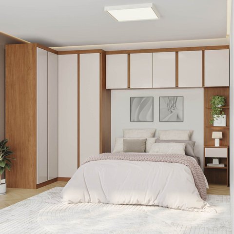 Guarda-Roupa Modulado 6 Peças 9 Portas Arani CabeCasa MadeiraOriginals Marrom/Cinamomo/Offwhite