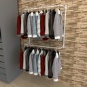 Ver imagem 1 de Arara de Roupas Closet Quarto com 4 Peças Cremalheira 100x100 Cm Cor Branco Modelo Clst1p16