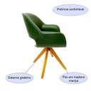 Ver imagem 3 de Poltrona Decorativa para Sala de Estar ou Jantar Eduarda Cor Verde Oliva Base Madeira Giratória