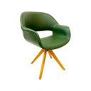 Ver imagem 1 de Poltrona Decorativa para Sala de Estar ou Jantar Eduarda Cor Verde Oliva Base Madeira Giratória