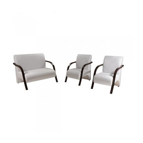 Conjunto Poltronas Vênus 1 Dois Lugares 2 Um Lugar Braços em Madeira 1 Namoradeira 2 de Um Lugar D S
