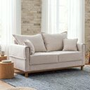 Ver imagem 1 de Sofá Living 2 Lugares 160cm Linho Ananda CabeCasa MadeiraOriginals Bege/Creme