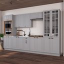 Ver imagem 1 de Cozinha Modulada 6 Peças 1 Torre Quente 1 Cristaleira com Vidro 2 Balcão sem Tampo 2 Aéreos 100% MDF com Rodapé Bari Cinza/Titanio Fosco
