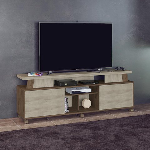 Rack para Tv até 75 Pol. 183 X 65 Cm Dubai Ripado Mdp Flex Mocaccino Carvalho - Clicklar