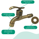 Ver imagem 3 de Torneira de Parede Bronze Longa Vintage Rústica Artística Banheiro Lavabo Oratorio Jardim Área Gourm