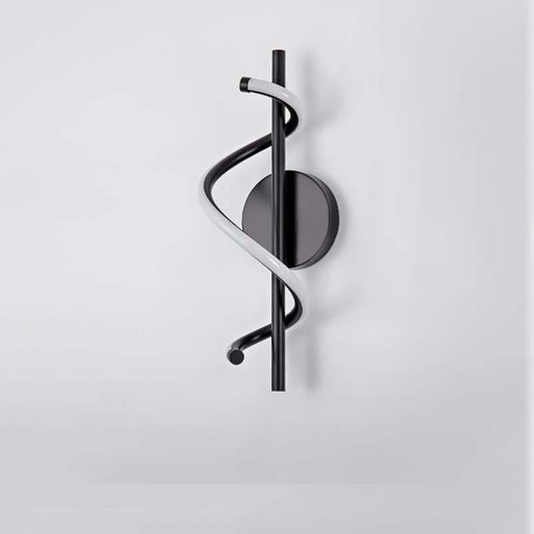 Arandela Moderna Espiral Preto 40cm Led 14W 3200K Bivolt PARIS LUZ