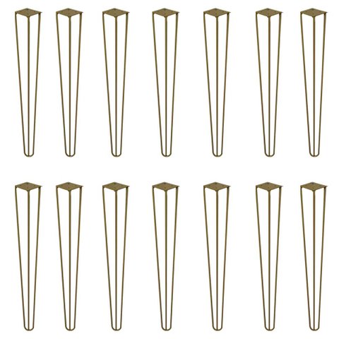 Kit 14 Pés de Metal 60 CM Hairpin Legs Mesa de Canto Aparador Dourado